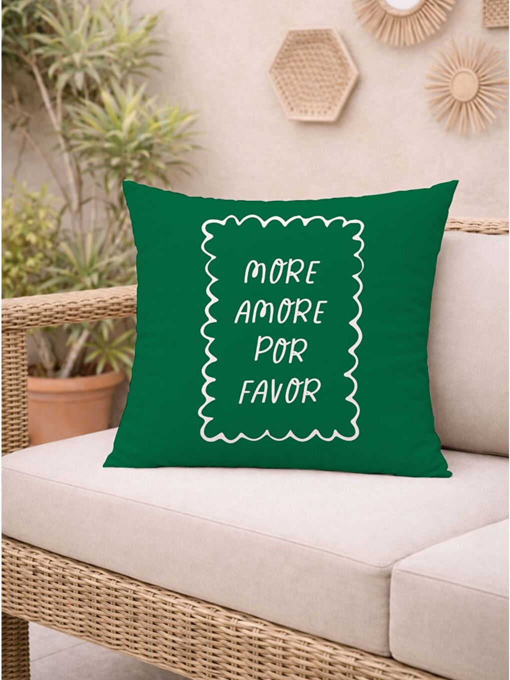 Yeşil More Amore Por Favor Kadife Kırlent Kılıfı 43x43 Çift Taraflı Dekoratif Yastık Kılıfı-2
