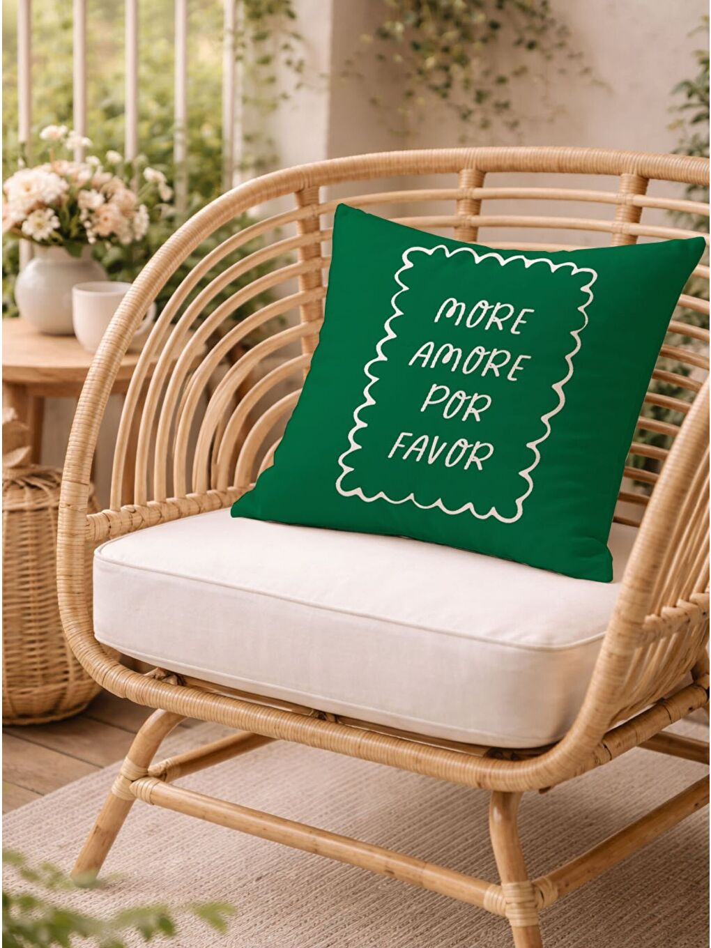 Yeşil More Amore Por Favor Kadife Kırlent Kılıfı 43x43 Çift Taraflı Dekoratif Yastık Kılıfı-4