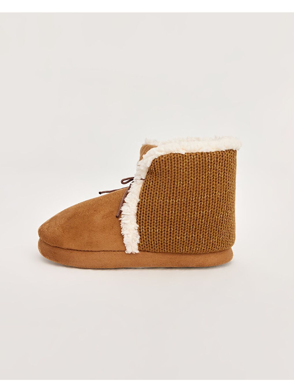 Kahverengi Kadın Bağlama Detaylı Panduf - TOER-2