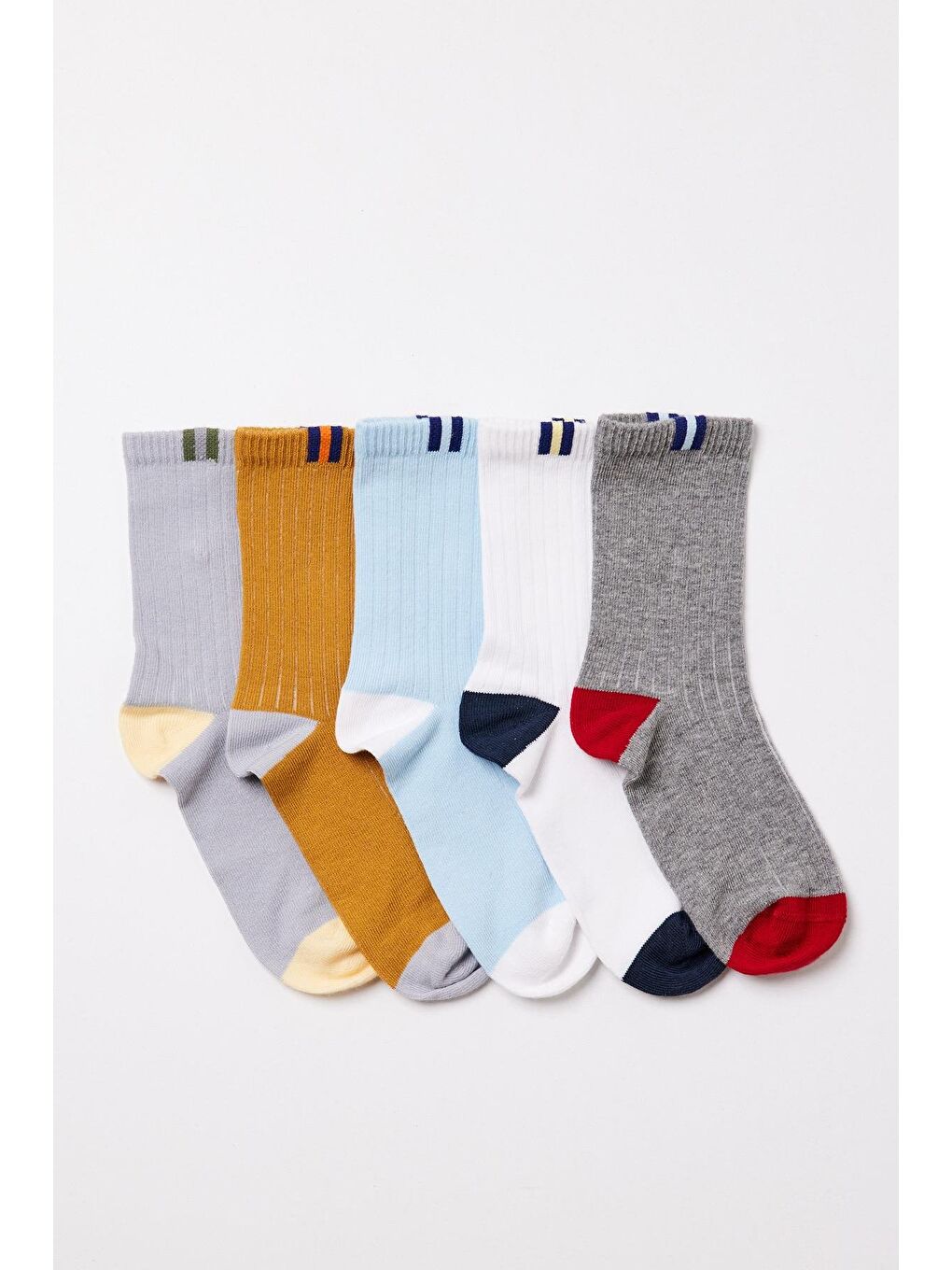 Karışık 5'Li Paket Erkek Çocuk Pamuklu Soket Çorap Çok Renkli