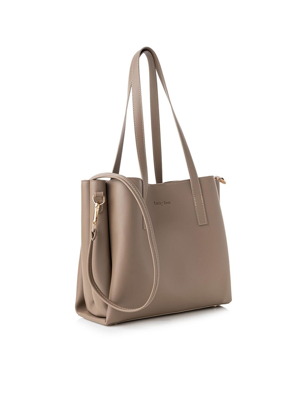 Bej Kadın Çift Askılı Tote El ve Omuz Çantası-1