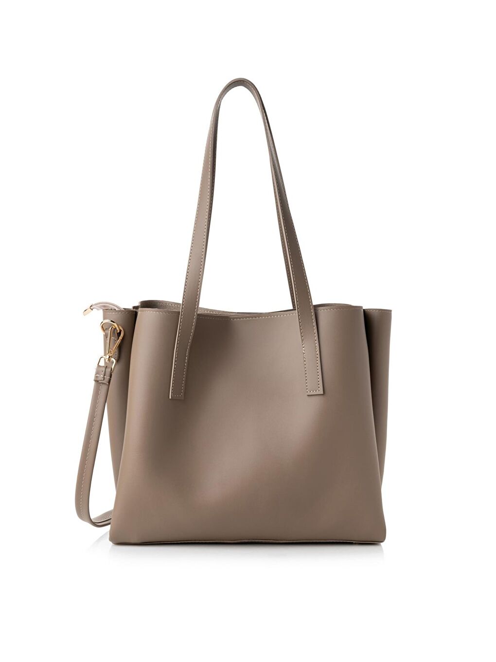 Bej Kadın Çift Askılı Tote El ve Omuz Çantası-2