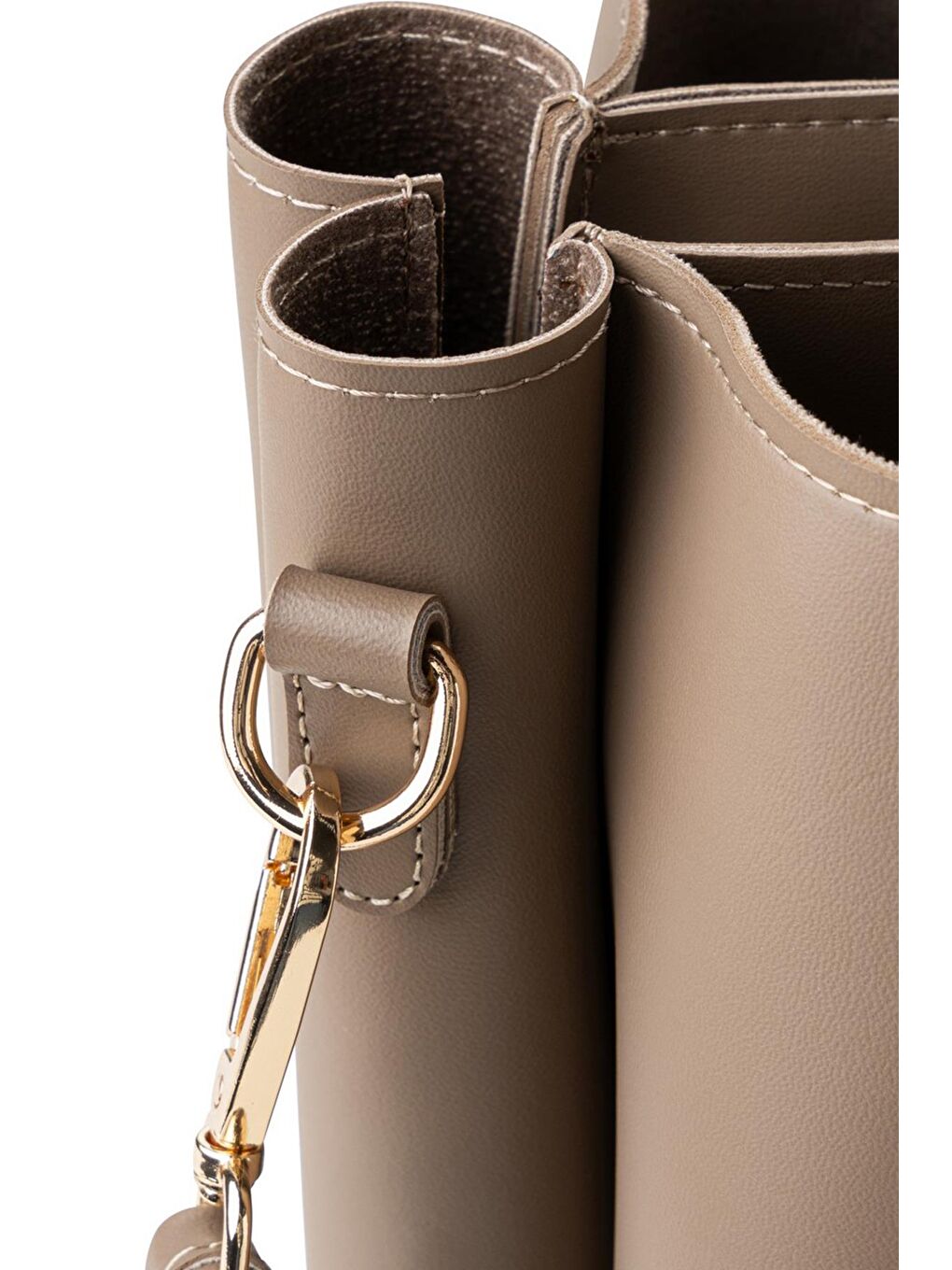 Bej Kadın Çift Askılı Tote El ve Omuz Çantası-5