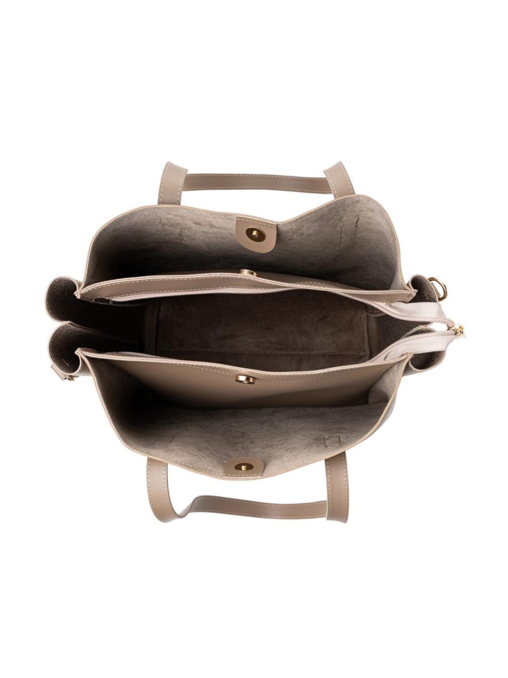 Bej Kadın Çift Askılı Tote El ve Omuz Çantası-7