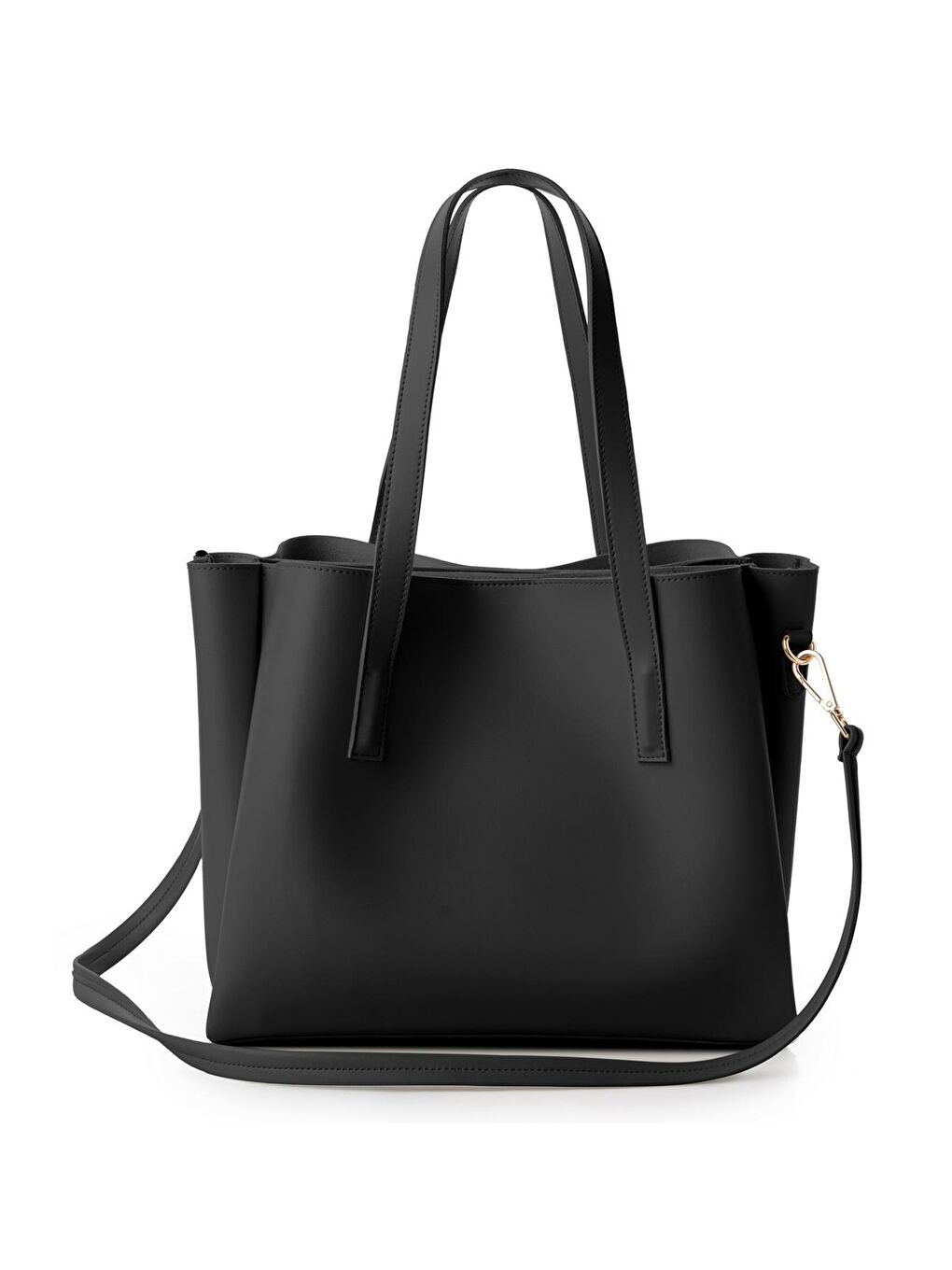 Siyah Kadın Çift Askılı Tote El ve Omuz Çantası-1