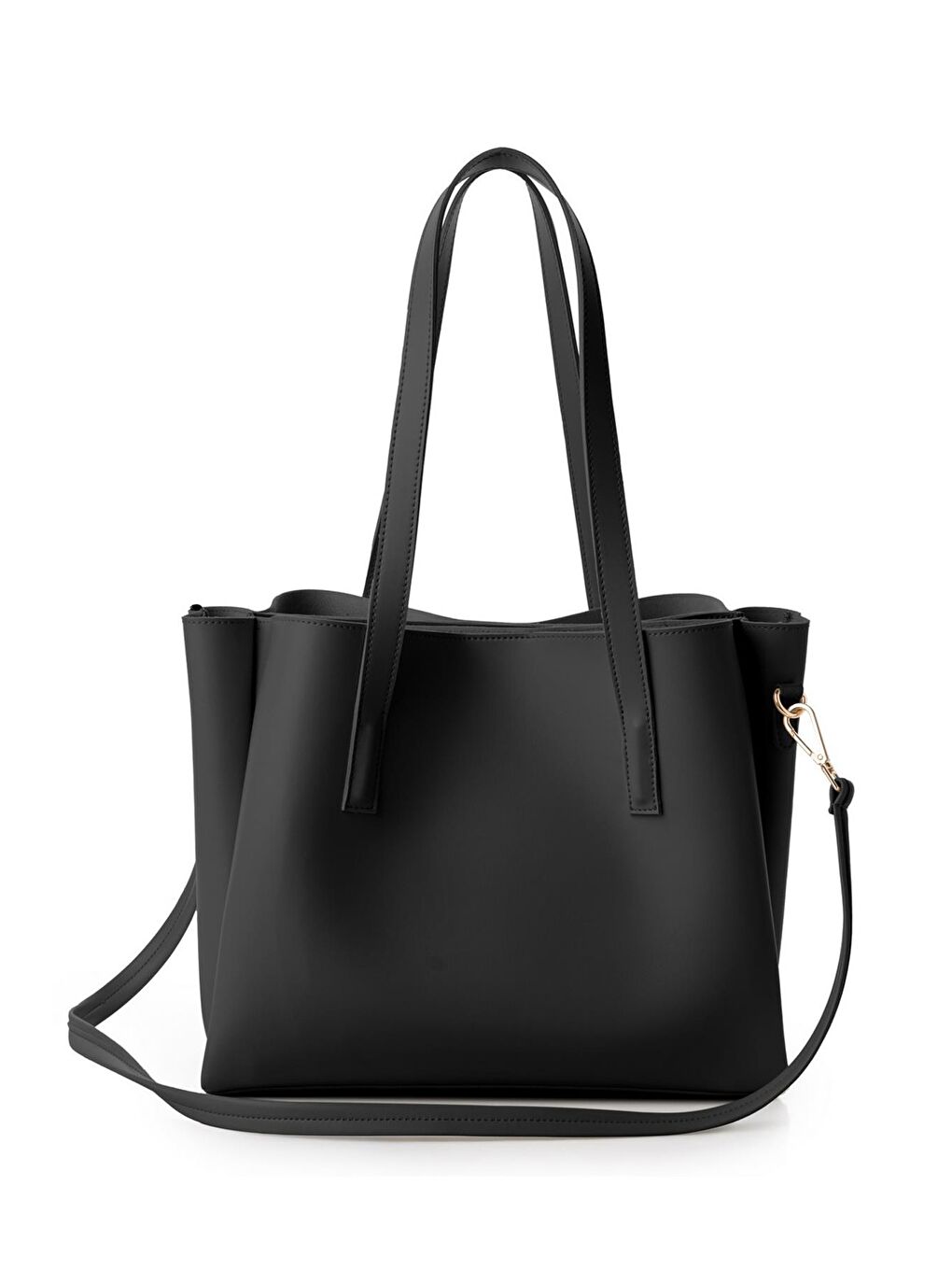 Siyah Kadın Çift Askılı Tote El ve Omuz Çantası-2