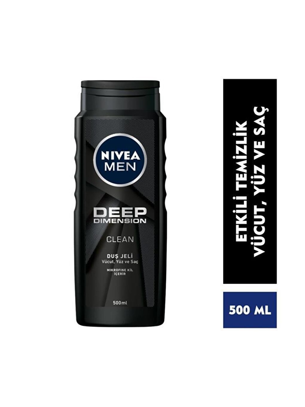 NIVEA Şeffaf Men Deep Dimension Duş Jeli, Vücut, Yüz Ve Saç Şampuanı 500 ml x2 Adet, Banyo Lifi Hediye - 1