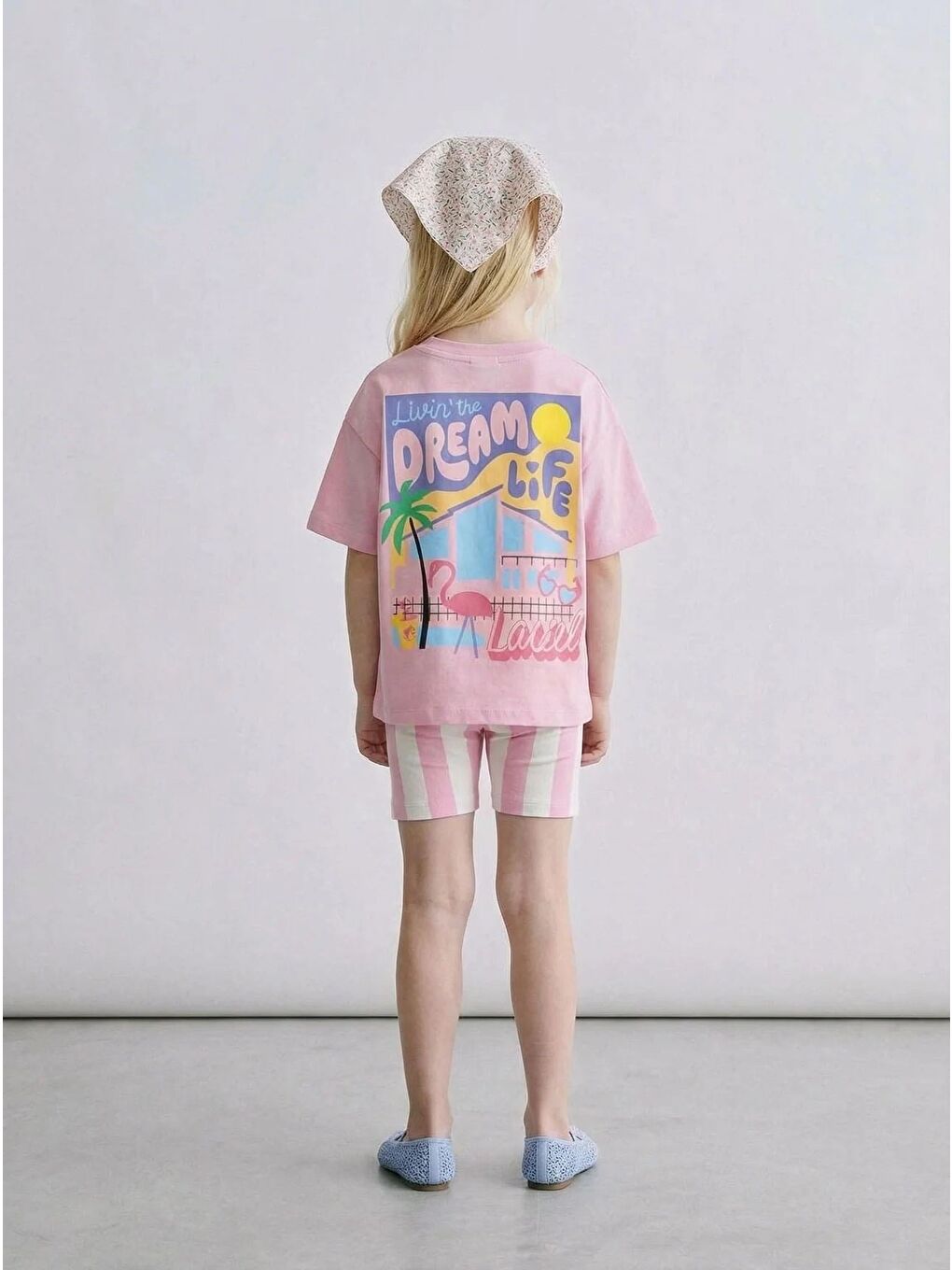 Kız Çocuk Pamuklu Pembe Yazı Baskılı Tişört Tayt Takım-3