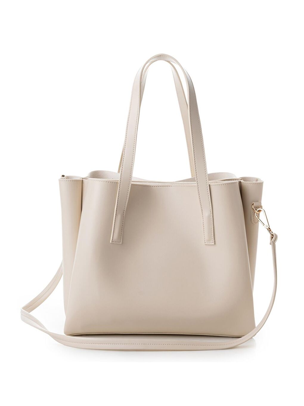 Ekru Kadın Çift Askılı Tote El ve Omuz Çantası-1