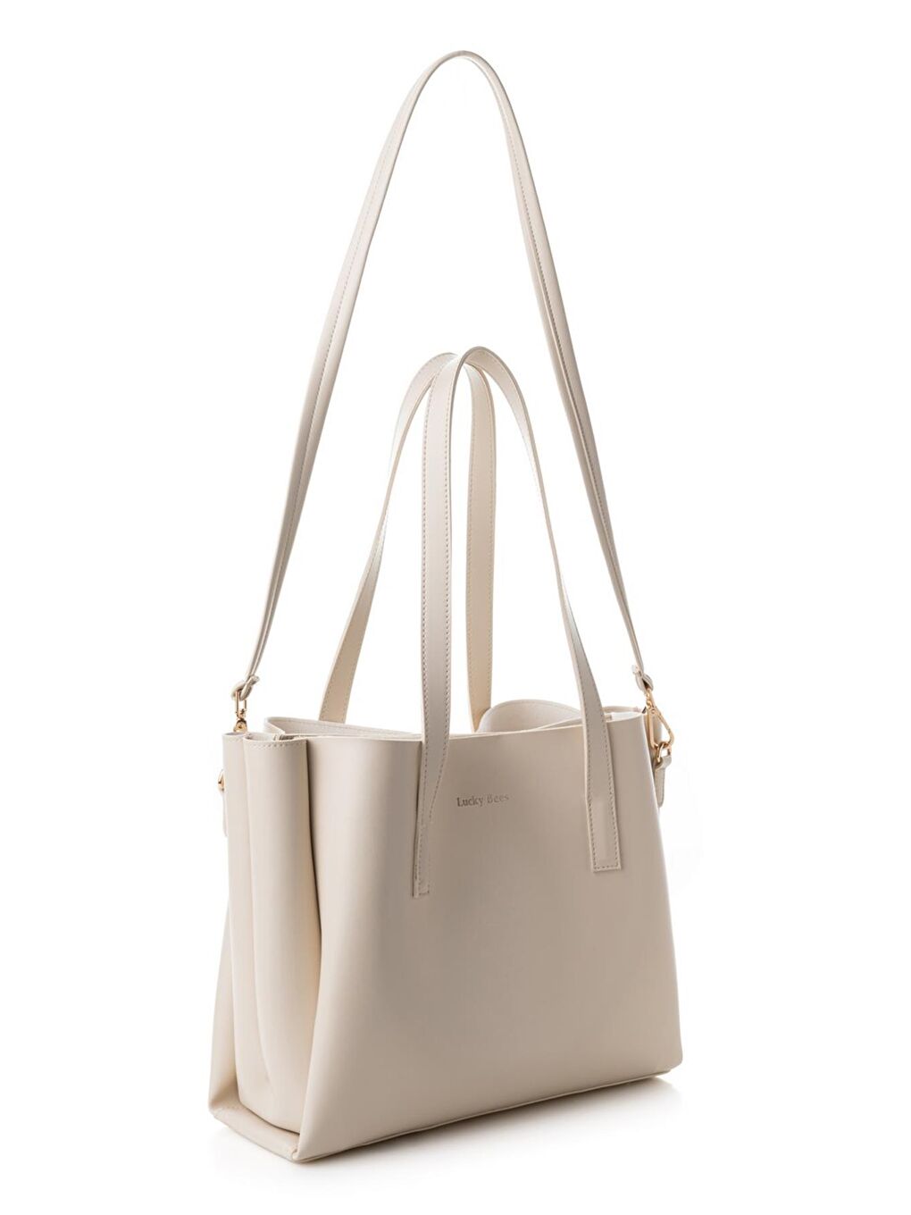 Ekru Kadın Çift Askılı Tote El ve Omuz Çantası-2