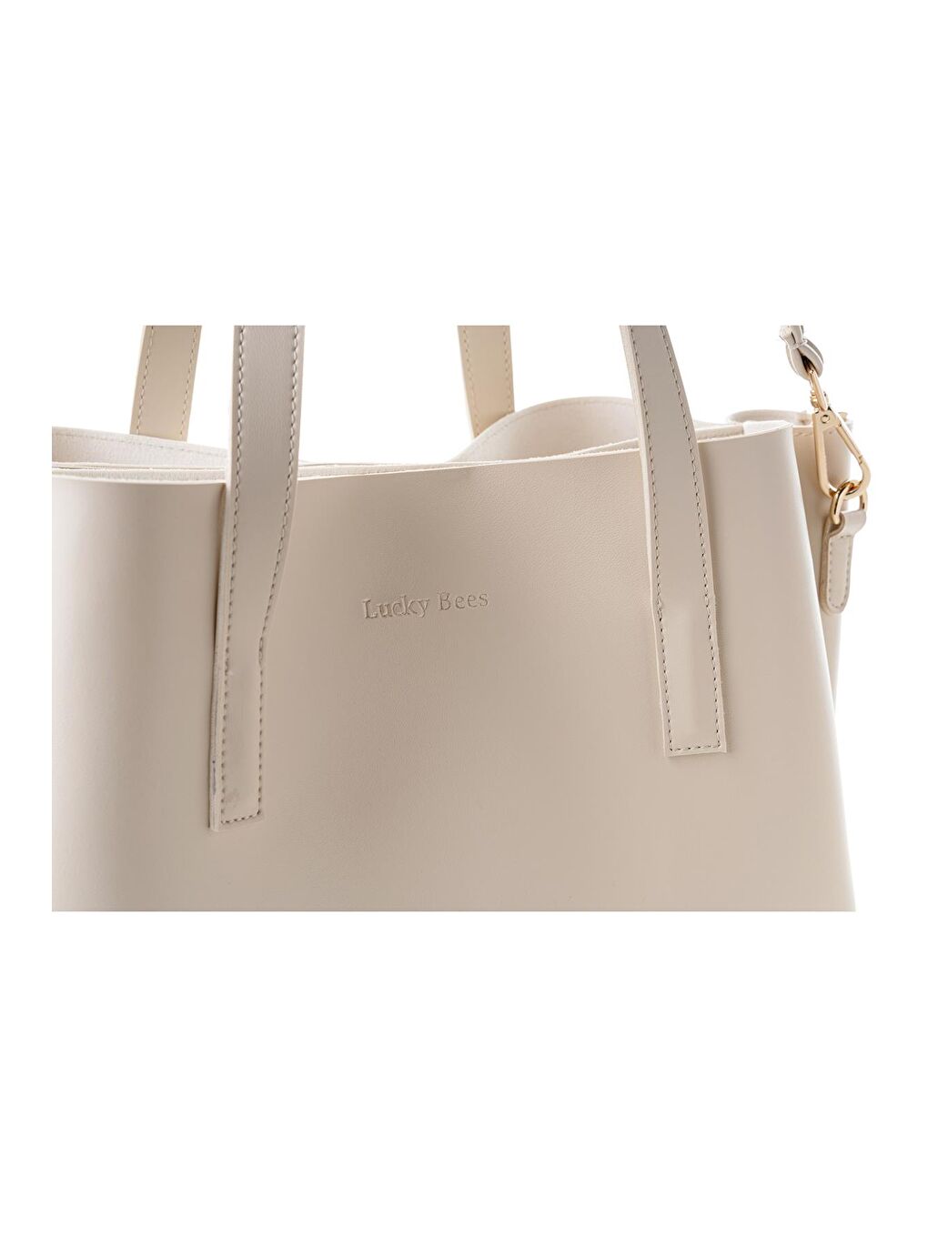 Ekru Kadın Çift Askılı Tote El ve Omuz Çantası-3