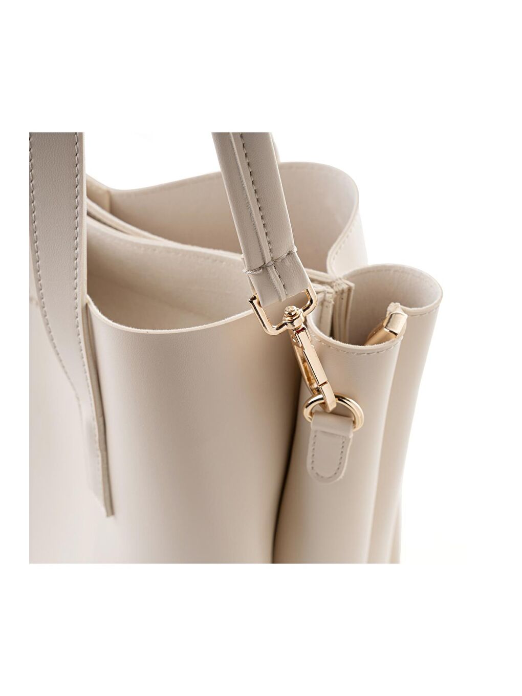 Ekru Kadın Çift Askılı Tote El ve Omuz Çantası-4