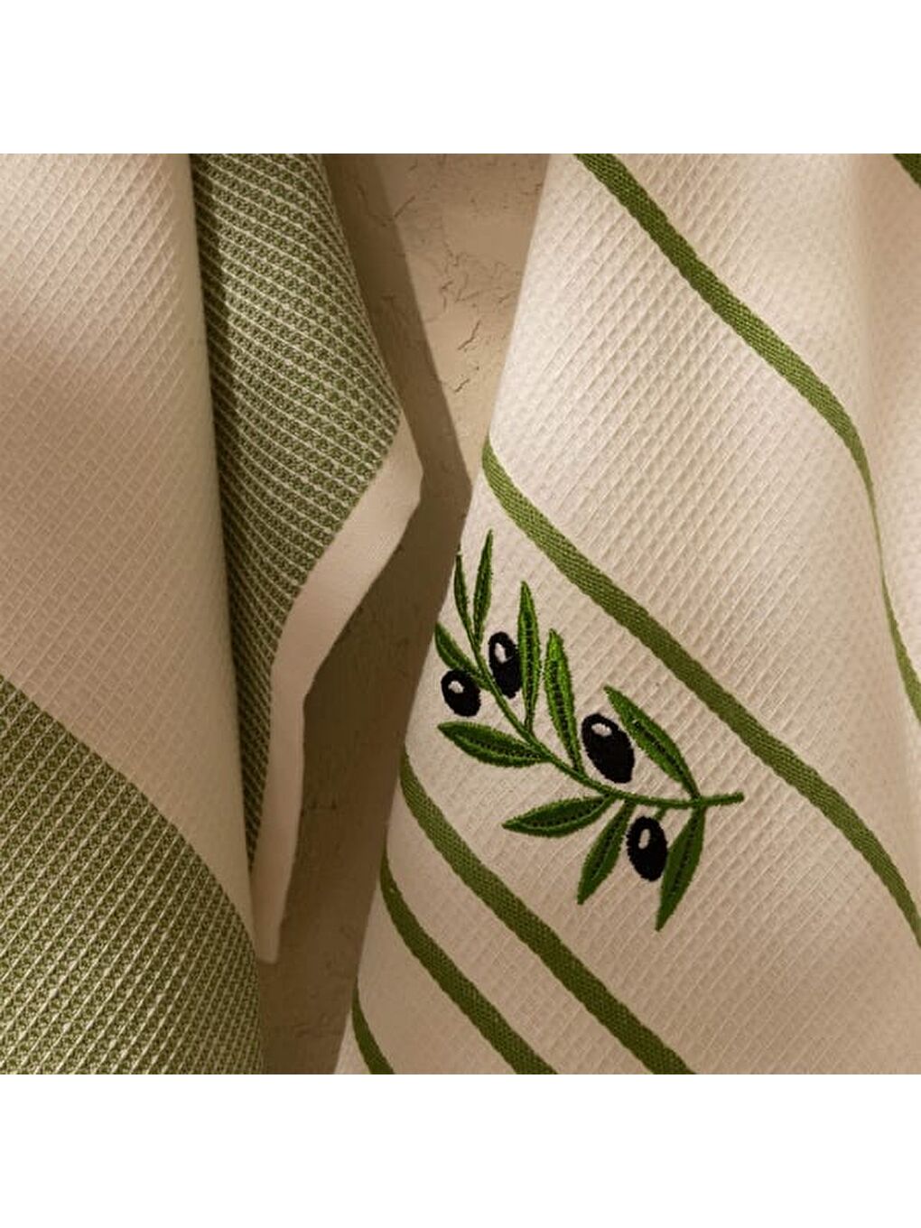 Soft Zeytin Desenli 2'li Kurulama Bezi - Beyaz - 30x50 cm-2