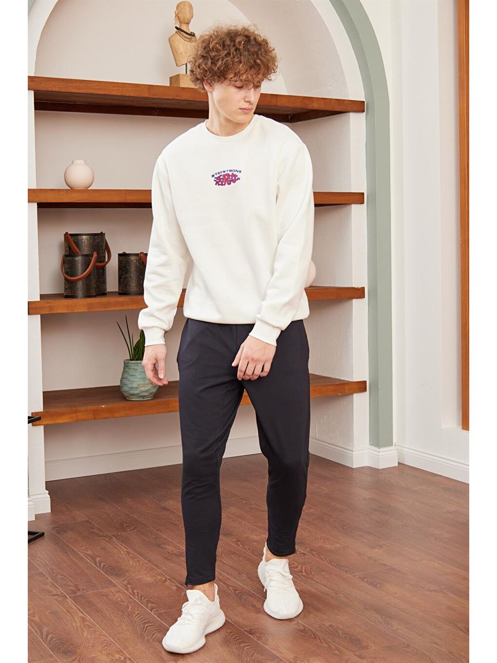 Erkek Fermuar Detaylı Jogger Eşofman Altı Lacivert-3