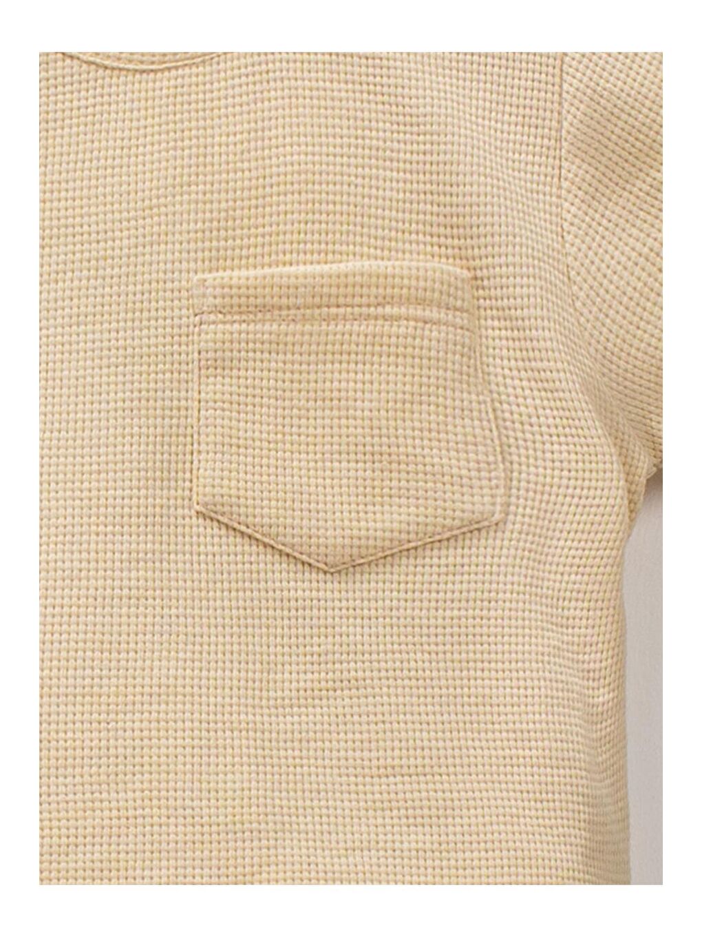 Ekru Pamuklu Waffle Kumaş Cep Detaylı Yazlık 2'li Takım-1