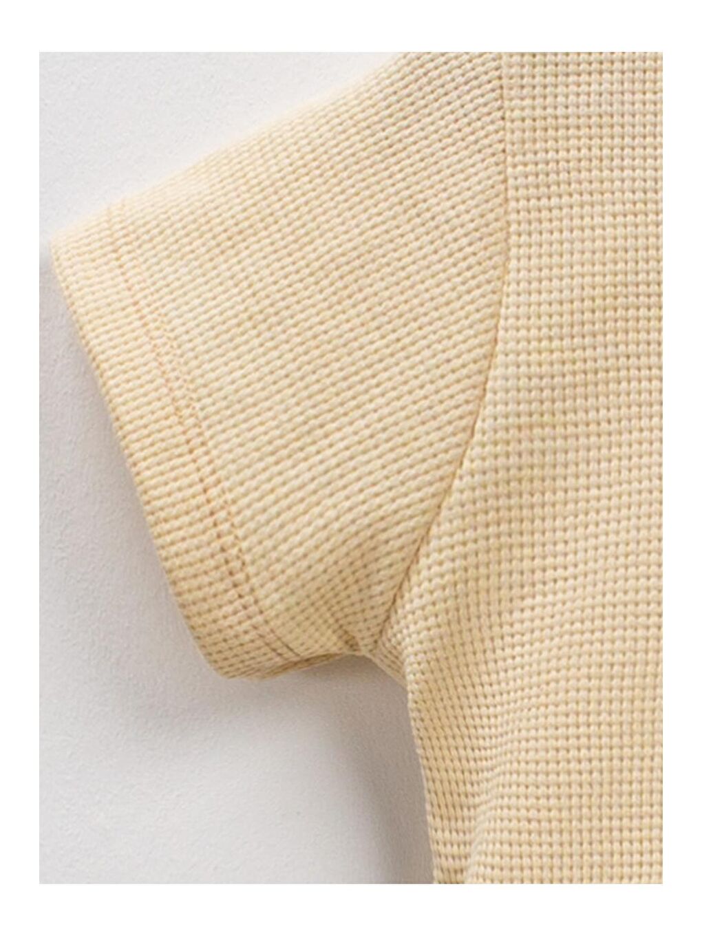 Ekru Pamuklu Waffle Kumaş Cep Detaylı Yazlık 2'li Takım-3