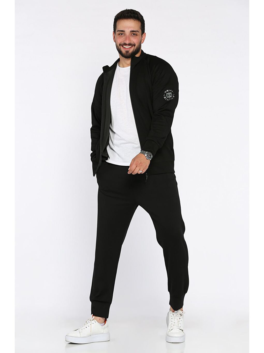 Siyah Kol Detaylı Erkek Eşofman Takımı