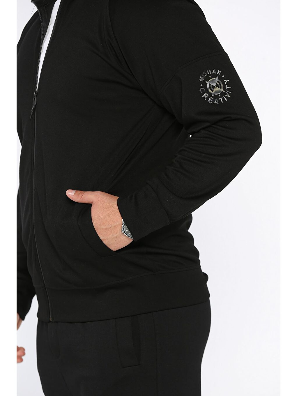 Siyah Kol Detaylı Erkek Eşofman Takımı-3