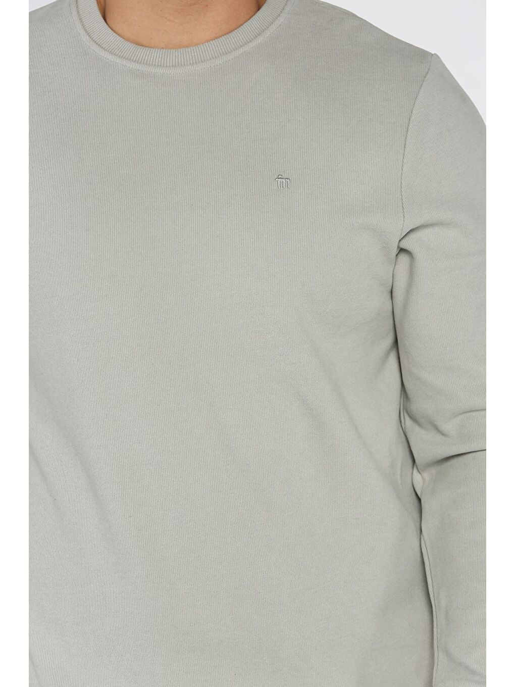 Gri Erkek Bisiklet Yaka Selanik Sweatshirt-3