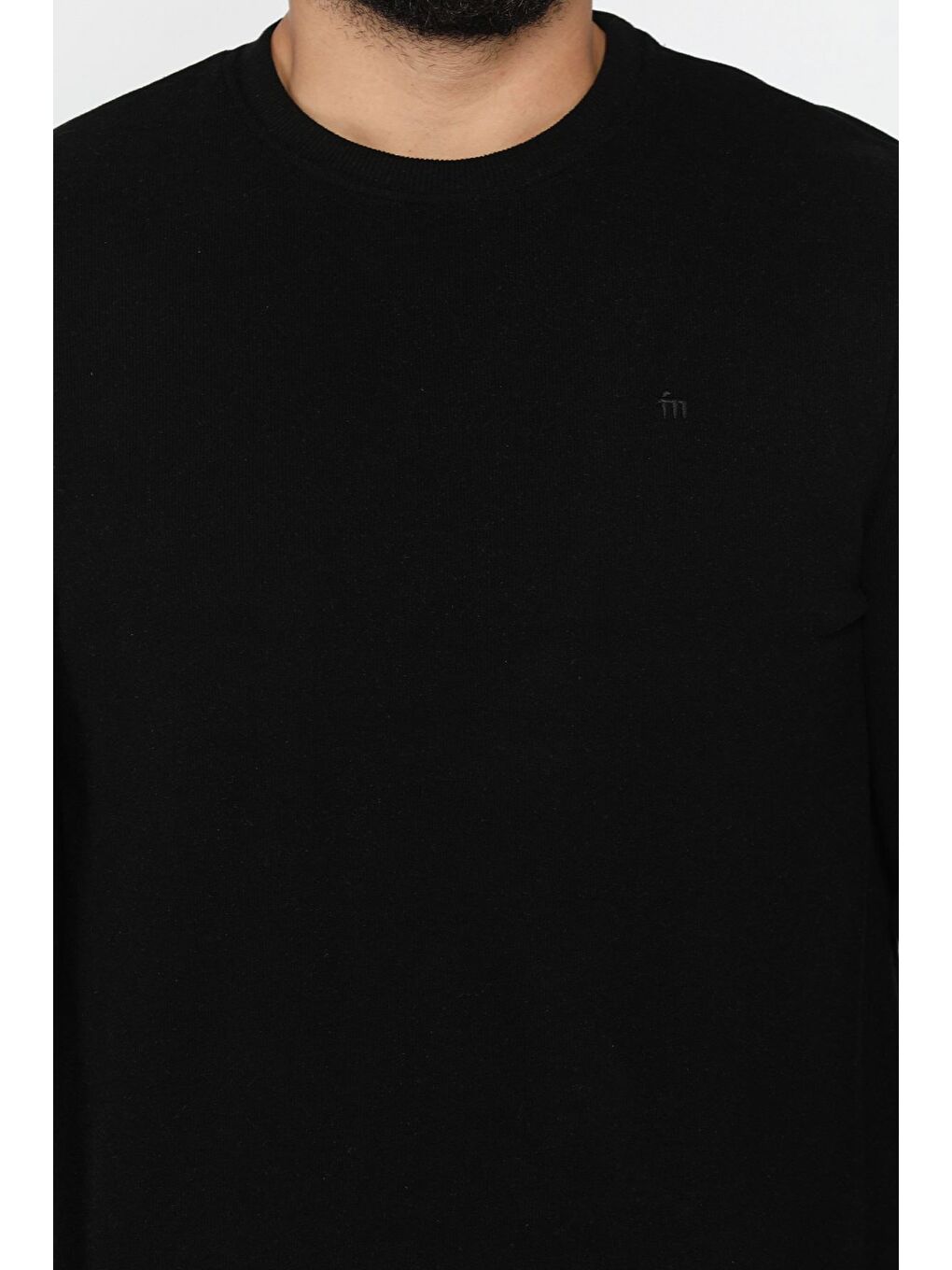 Siyah Erkek Bisiklet Yaka Selanik Sweatshirt-3