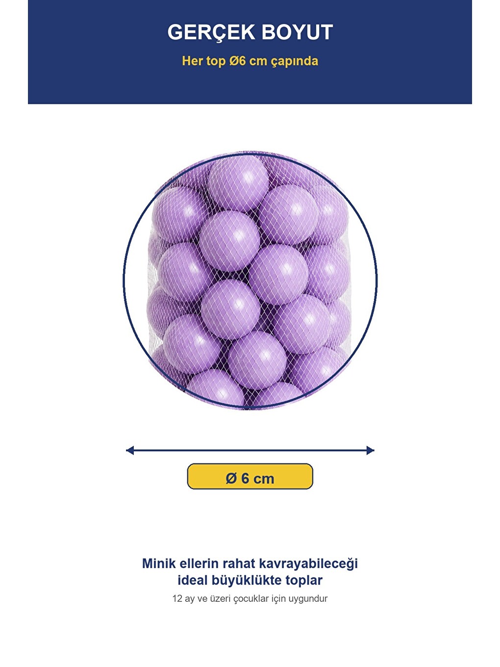 Lila Havuz Topu 100 Adet — Yumuşak Oyun Havuzu Topları, Filede 1+ Yaş-1