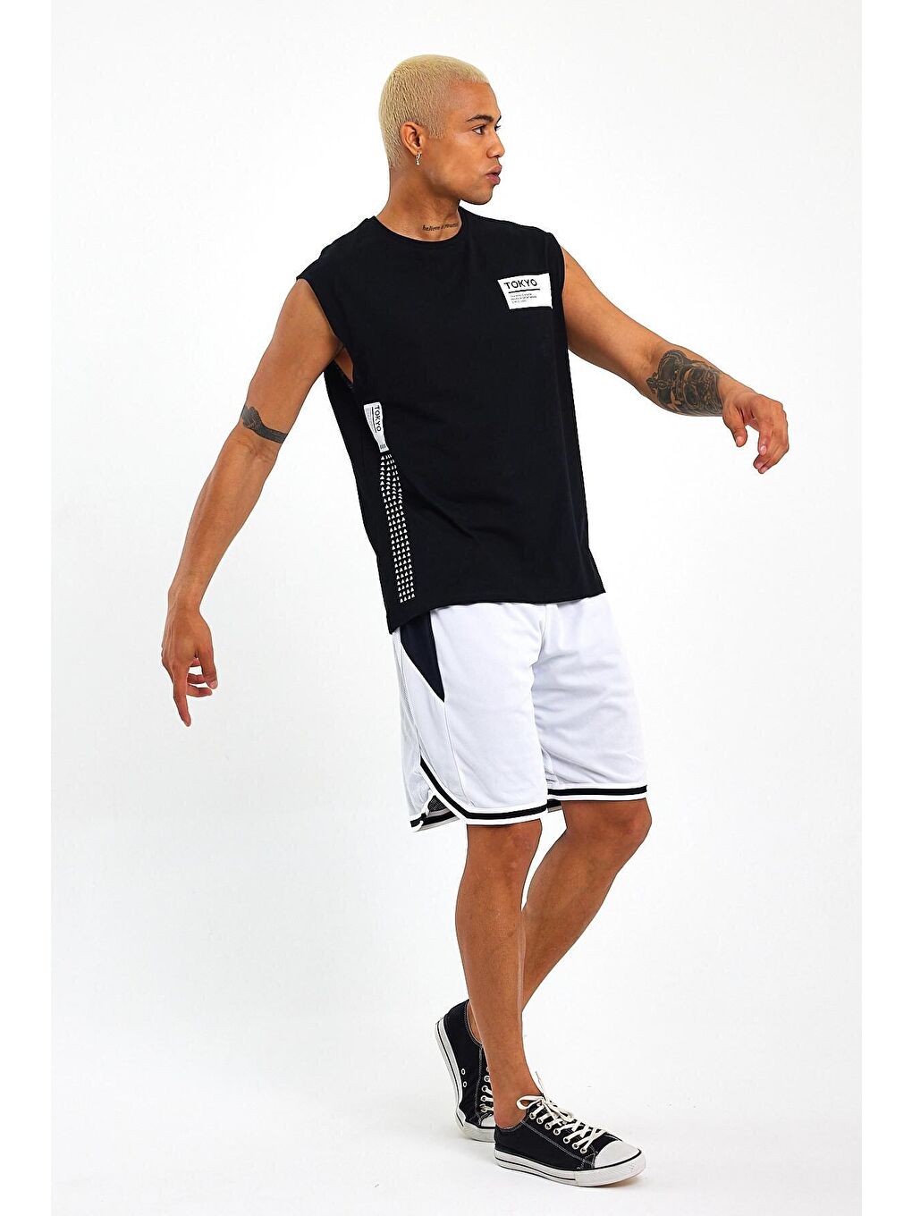 Siyah Erkek Bisiklet Yaka Regular Fit Tokyo Baskılı Tişort SPR23AT345-1