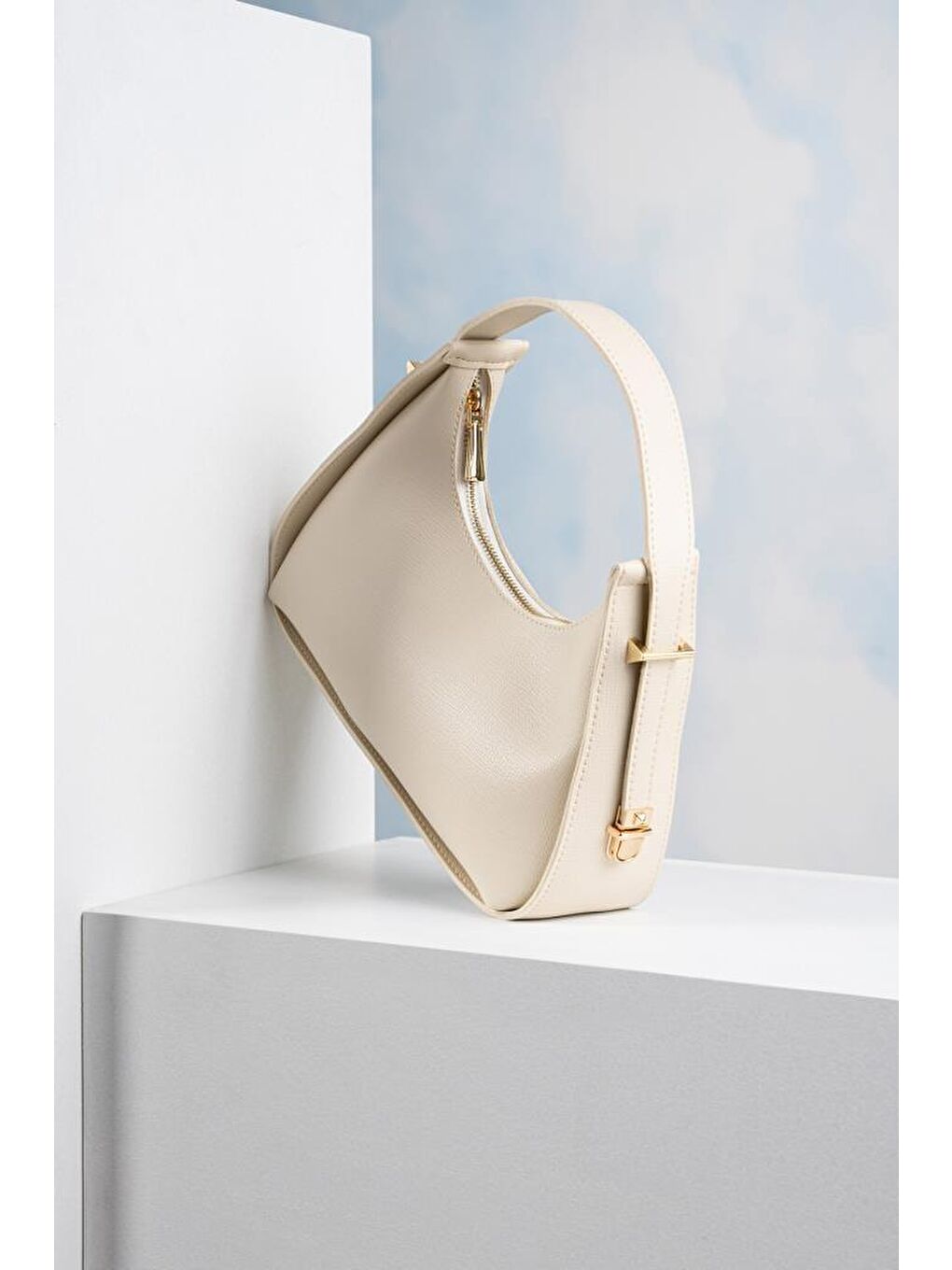 Ekru Kadın Baget El ve Omuz Çantası-1