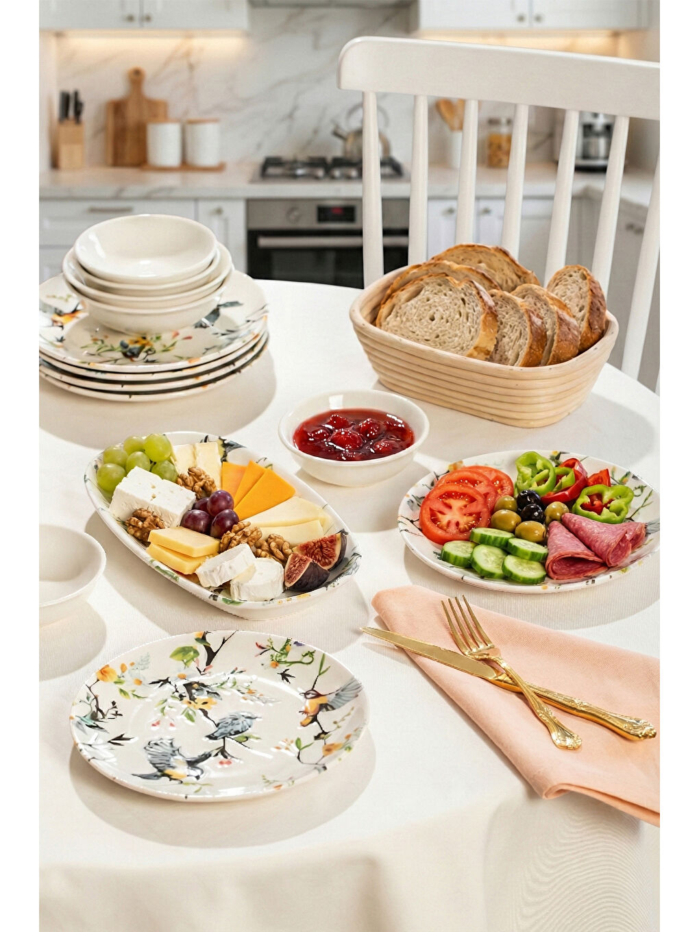 Karışık Porsima 4271 Pure 14 Parça Porselen Kahvaltı Seti 6 Kişilik Kahvaltı Takımı-2