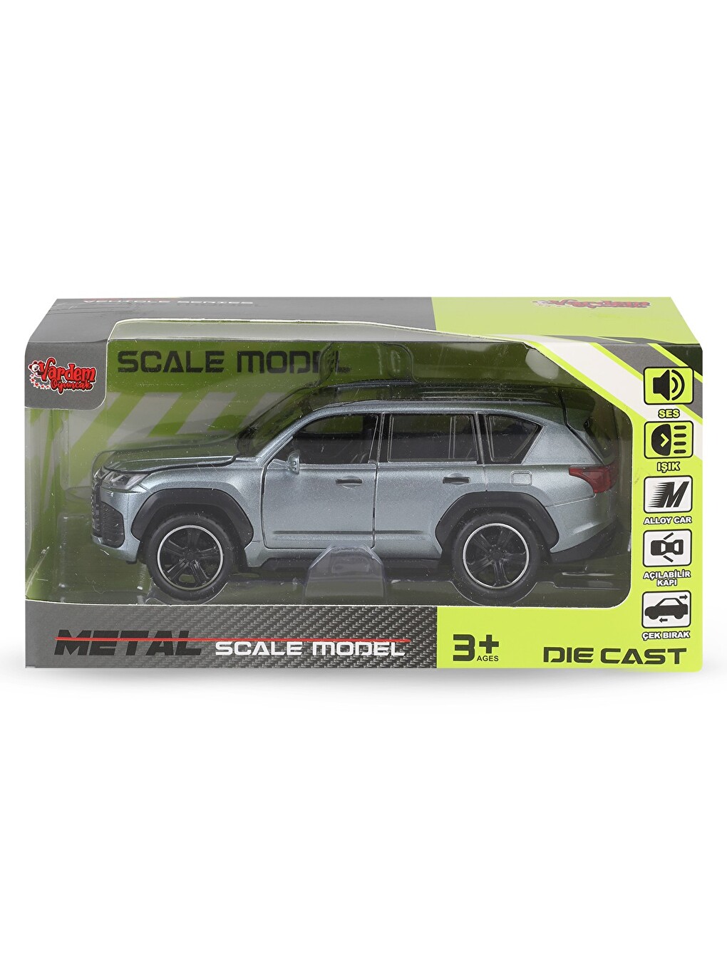 Kut.çek bırak 1:32 Işıklı Ve Sesli Metal Jeep - Gri-4