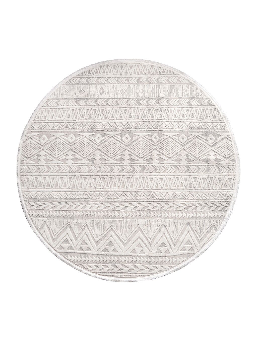 Bej Leo 2970 Modern Dokuma Yuvarlak Halı-120x120 (Yuvarlak)