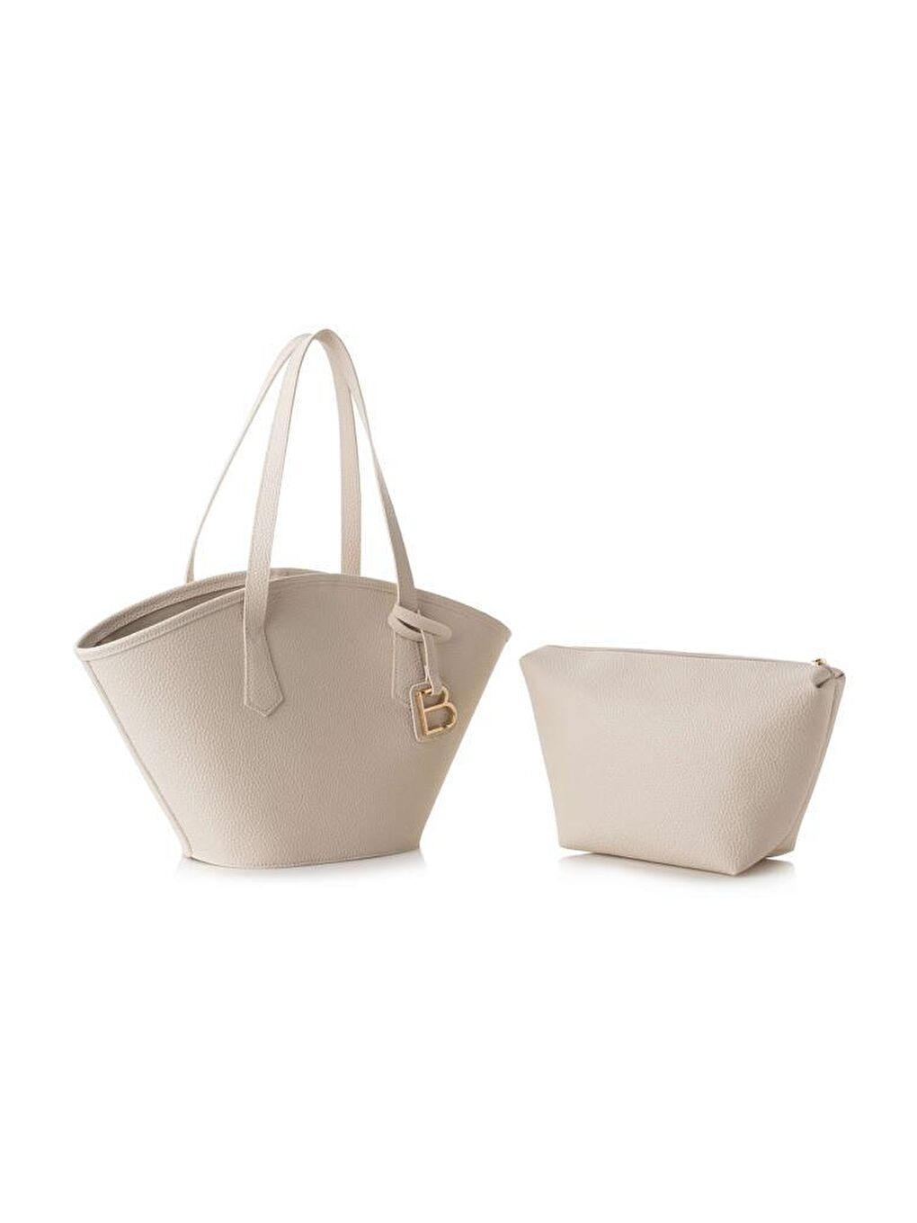 Ekru Kadın Çapraz Askılı El ve Omuz Çantası-7