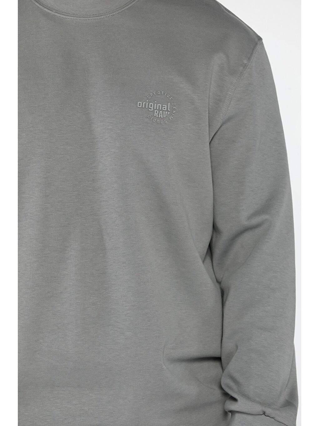 Gri Erkek Bisiklet Yaka Sweatshirt-3