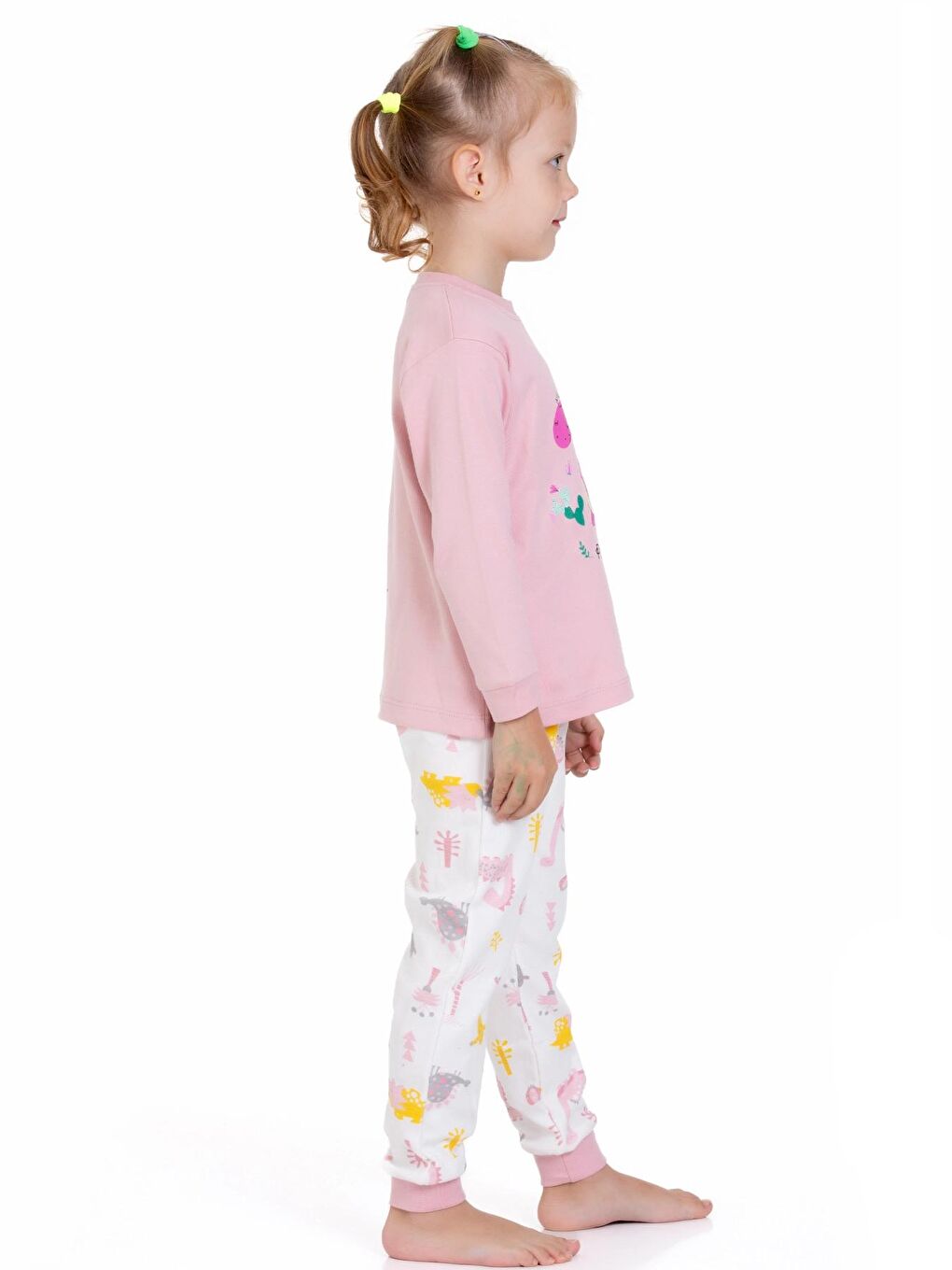 Myhanne Pudra Pembe Dinozor Desenli Pamuklu Pijama Takım 54325 - 3