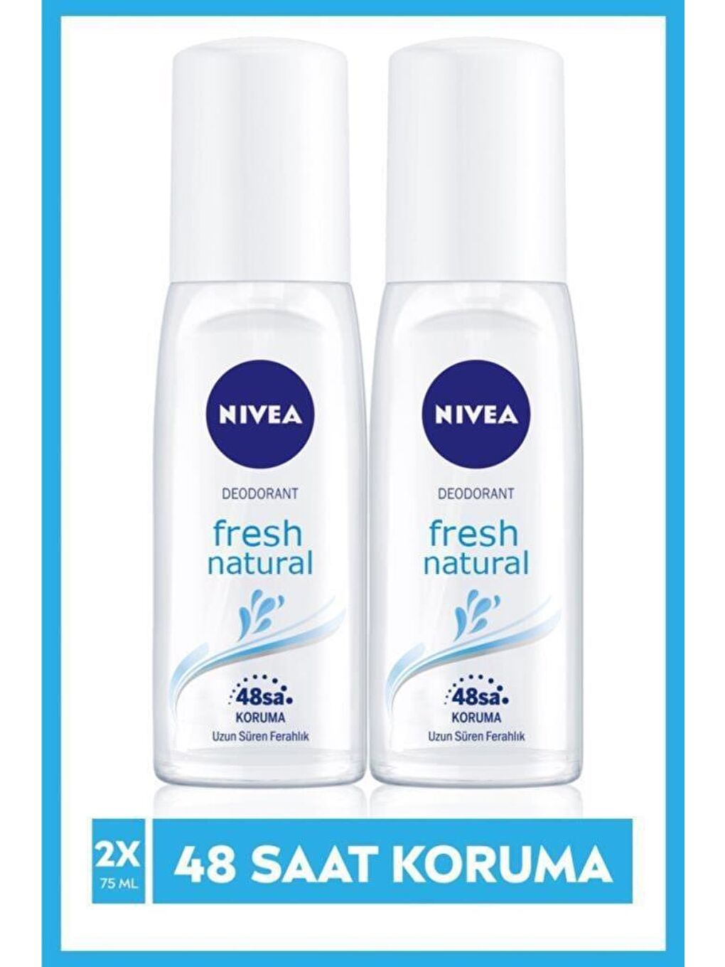 NIVEA Şeffaf Kadın Pump Sprey Deodorant Fresh Natural 48 Saat Deodorant Koruması 75 ml X 2