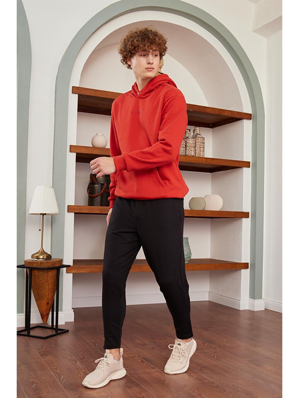 Erkek Fermuar Detaylı Jogger Eşofman Altı Siyah-4