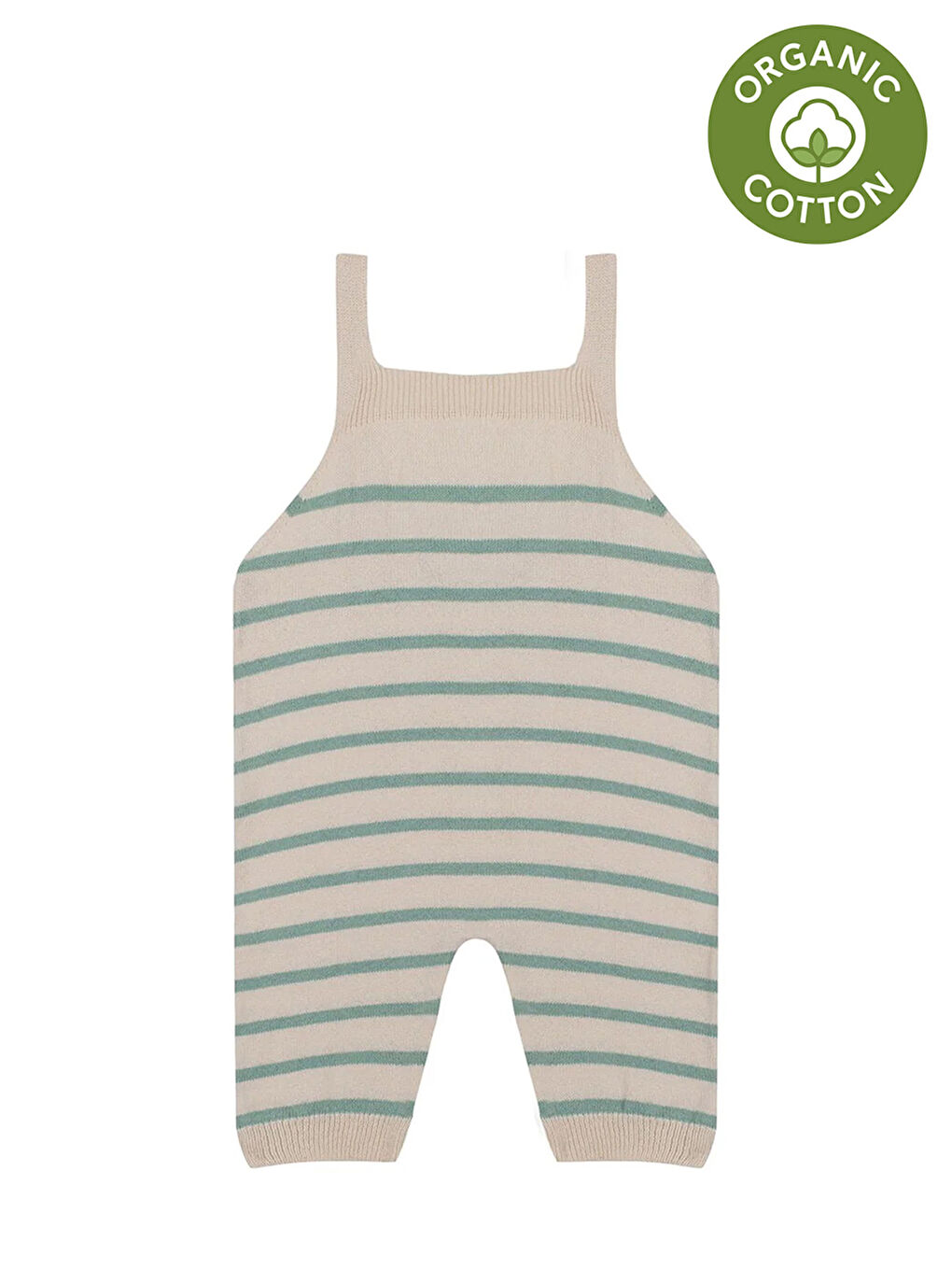 Bej Yeşil Triko Bebek Salopet