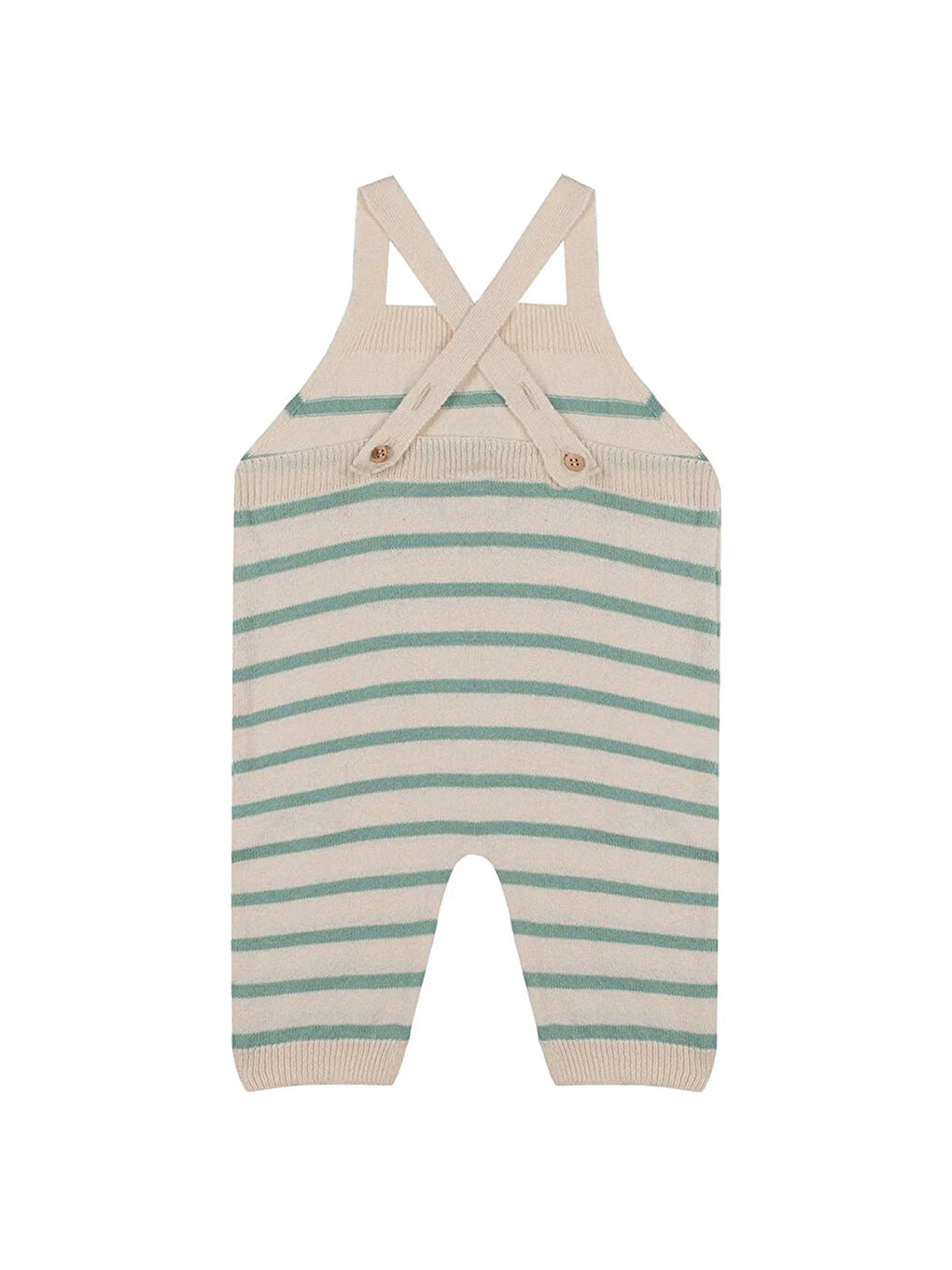 Bej Yeşil Triko Bebek Salopet-1