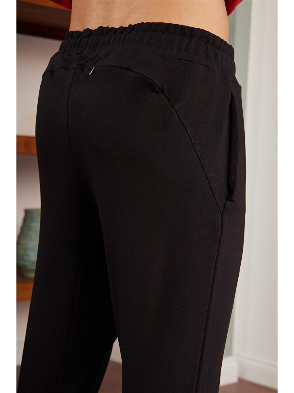 Erkek Fermuar Detaylı Jogger Eşofman Altı Siyah-6