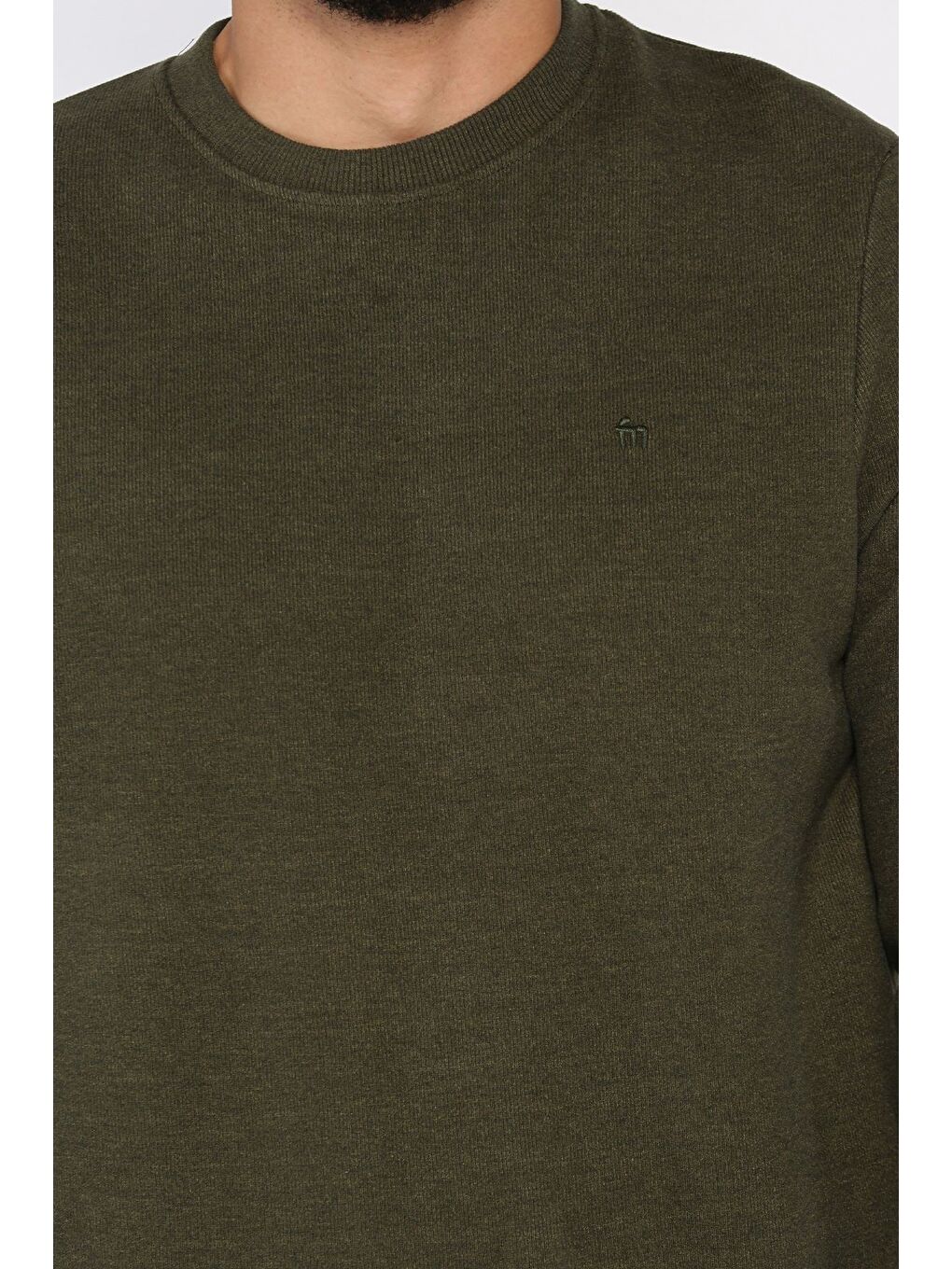 Haki Erkek Bisiklet Yaka Selanik Sweatshirt-3