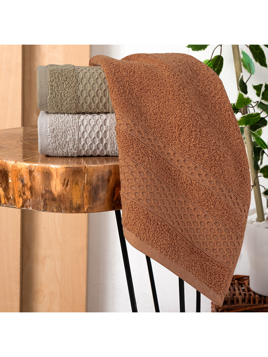 Karışık Arya 3 lü Havlu Seti 30x50 Cm-Asorti