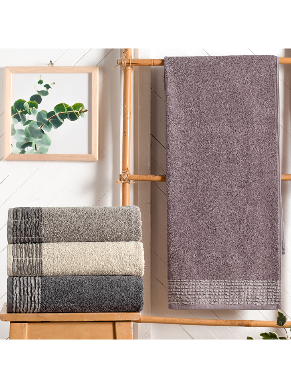 Lila Line Armürlü Havlu 70x140 Cm-Lavanta