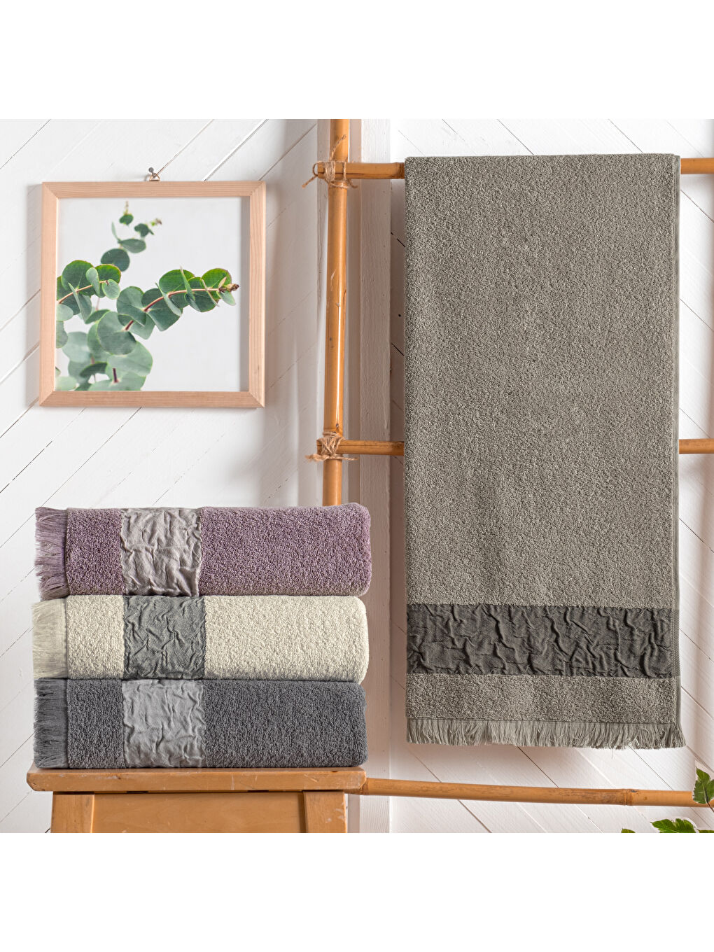 Crepe Armürlü Havlu 70x140 Cm-Gri