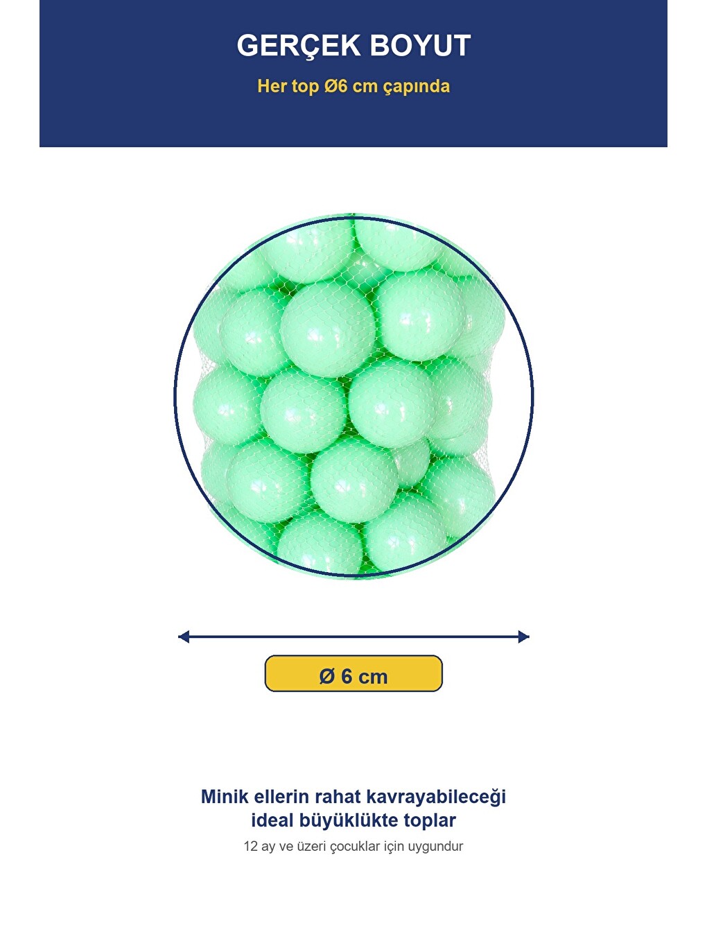 Soft Yeşil Havuz Topu 100 Adet — Yumuşak Oyun Havuzu Topları, Filede 1+ Yaş-1