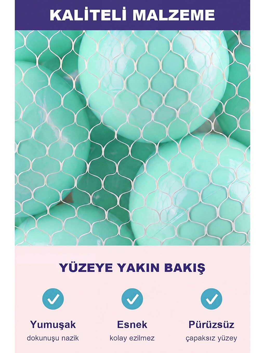 Soft Yeşil Havuz Topu 100 Adet — Yumuşak Oyun Havuzu Topları, Filede 1+ Yaş-3