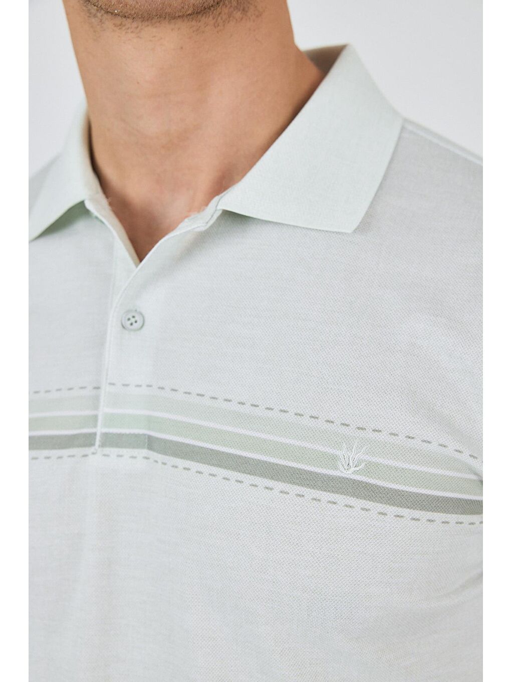 Turkuaz Kısa Kol Baskılı Pike Polo Yaka Cepsiz Slim Fit Tişört 1011250168-3