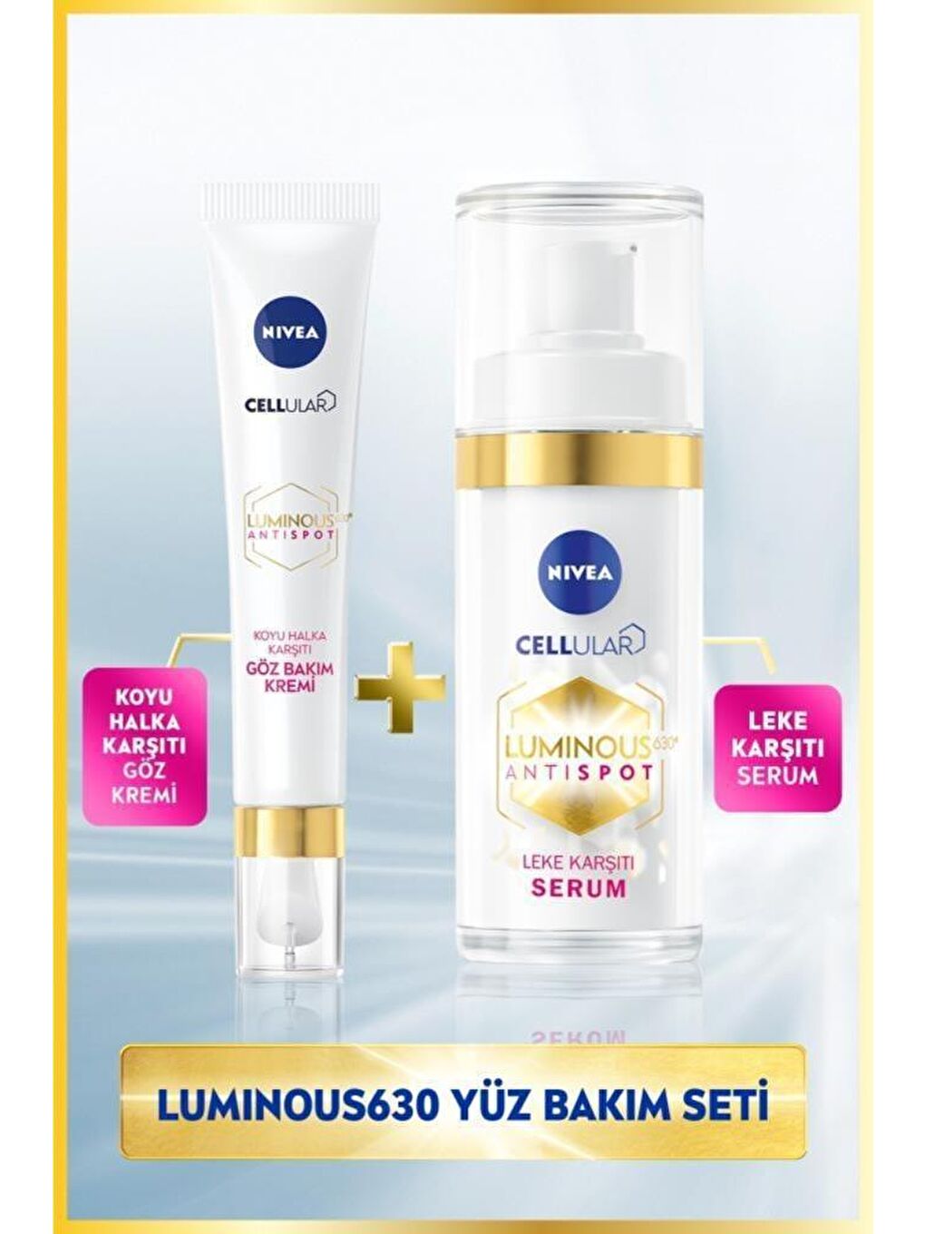 NIVEA Şeffaf Luminous630 Leke Karşıtı Serum 30 ml + Luminous630 Koyu Halka Karşıtı Göz Kremi 15 ml