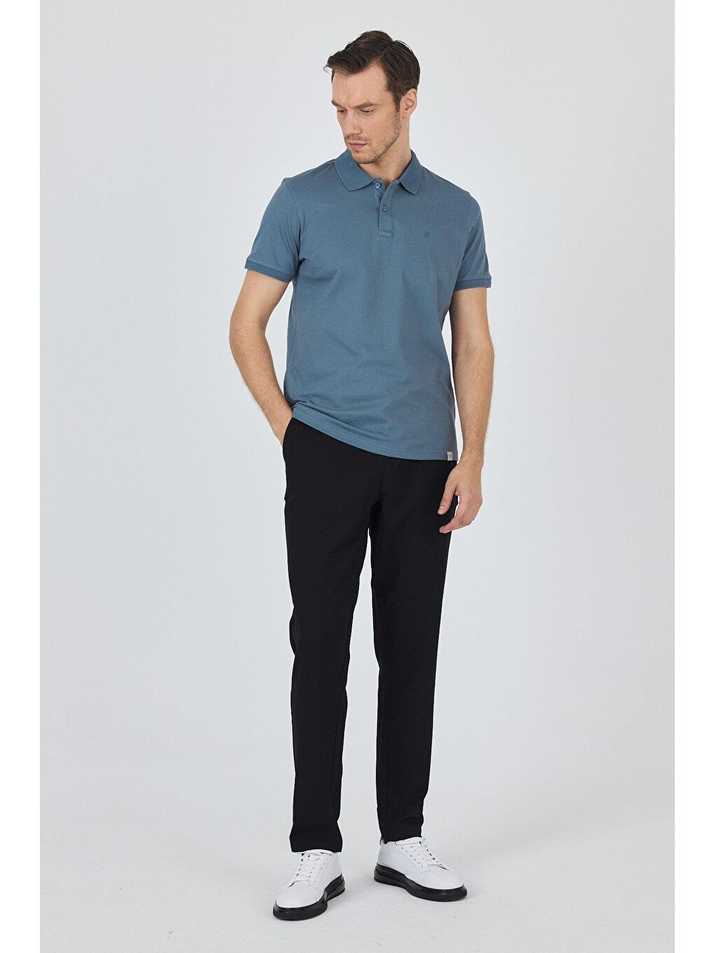 Mavi Kısa Kol Düz Pike Polo Yaka Cepsiz Pamuk Casual Slim Fit %100 Pamuk Tişört 1011250157_302-1