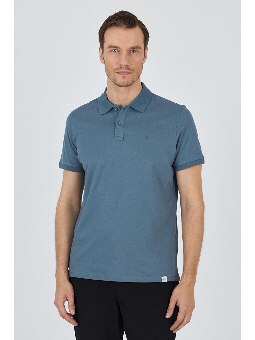Mavi Kısa Kol Düz Pike Polo Yaka Cepsiz Pamuk Casual Slim Fit %100 Pamuk Tişört 1011250157_302-2