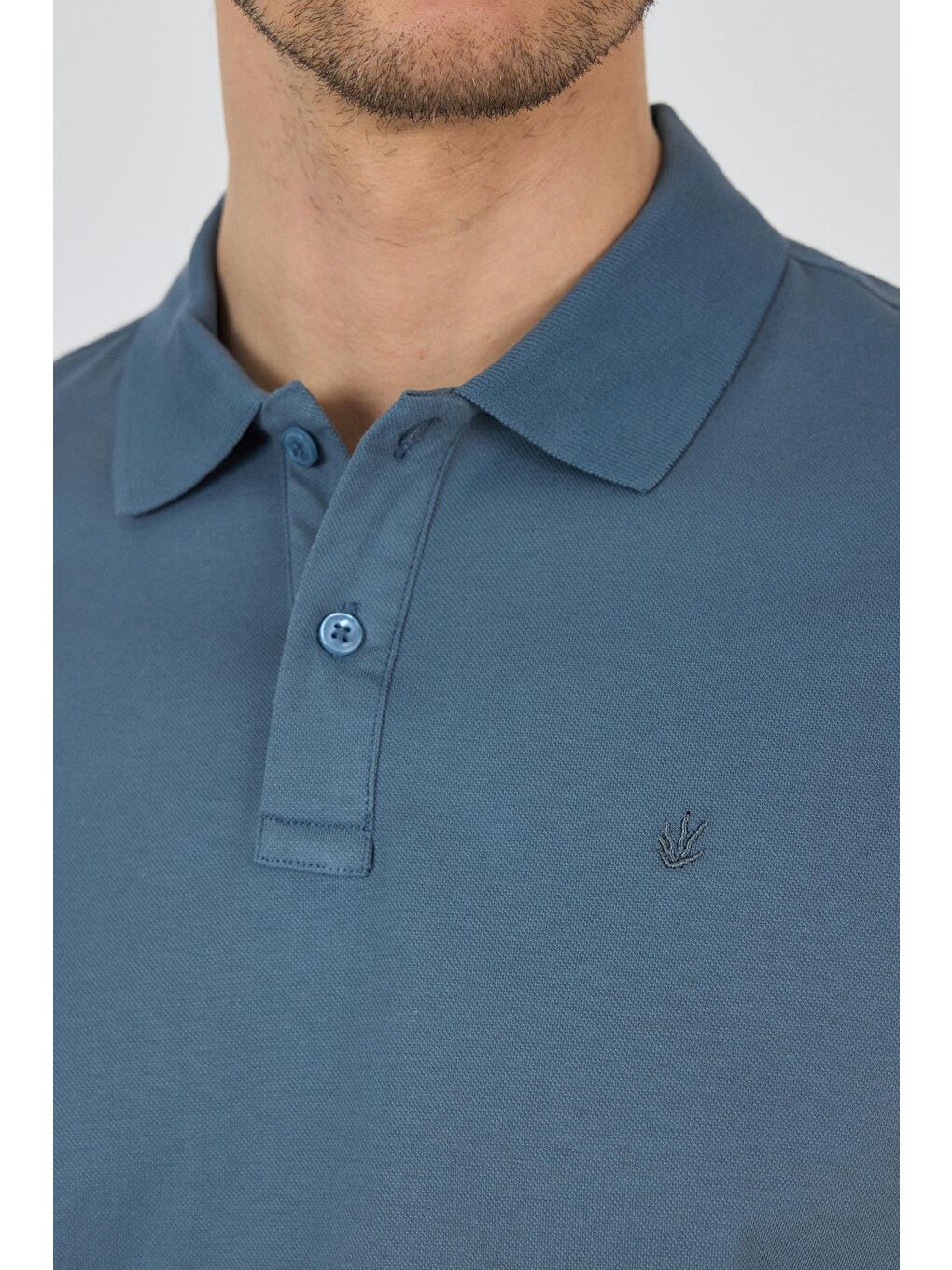 Mavi Kısa Kol Düz Pike Polo Yaka Cepsiz Pamuk Casual Slim Fit %100 Pamuk Tişört 1011250157_302-3