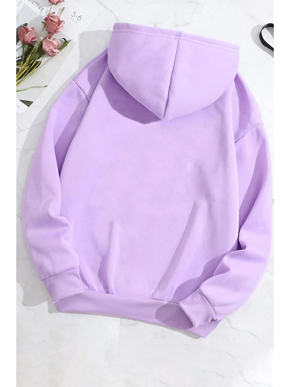 uyguntarz Lila Unisex Rose Baskılı Sweatshirt - 1